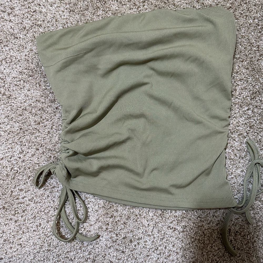 Green ribbed tube top